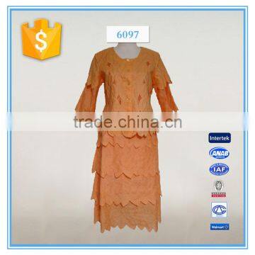 Ladies Wholesale Leaves Pattern Embroidery Cutwork Church Dresses Suits