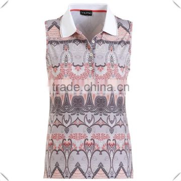 Alibaba China manufacturer factory Fashion new design sublimation printing women sleeveless golf polo shirts