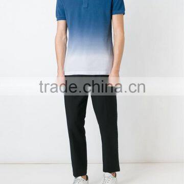 New Fashion Men Blue Gradient Polo T-shirts photo-3