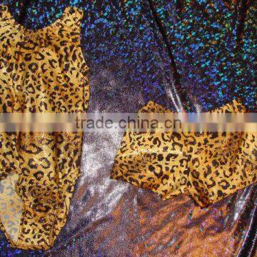 Gymnastics Leotard and short set for babies, toddlers, girls gold cheetah holographic print