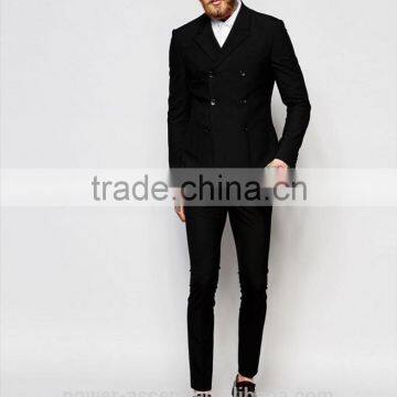 2016 Mens Super Skiny Double Breasted Black Suit Jacket photo-3