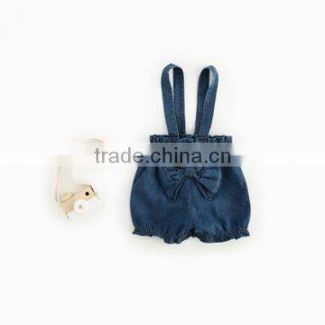 Suspender Denim Bowtie Shorts Diaper Bloomer Wholesale Baby Clothes Shorts photo-2