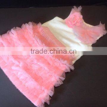 Sweet Girls Pink Ruffle Tulle Pettiskirts Set Boutique Chiffon TuTu Dresses photo-3