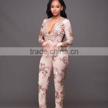 Zm50231b Autumn and Winter New Design Clothing Women Deep v Neck Paillette Lady Dress photo-2