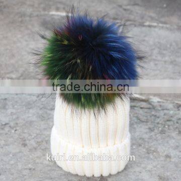Wholesale Beanie Hats With Raccoon Fur Ball for Lady photo-4