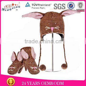 Bunny Fashion Winter 100% Wool Nepal Knitted Faux Fur Animal Hat