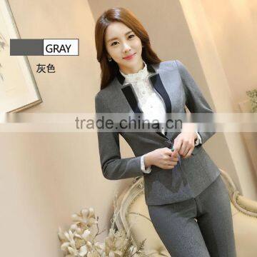 Formal Gray Blazer Women Business Suits Formal Office Suits Work Wear Sets Ladies Uniforms OL Style Pant suits