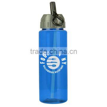 USA Made 32 oz Transparent Sports Bottle With Flip Straw Lid - BPA/BPS-free, FDA compliant and comes with your logo