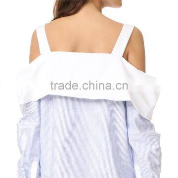 OEM Hot Ladies Turn Collar Fresh Color Poplin Skirt Office Blouse photo-4