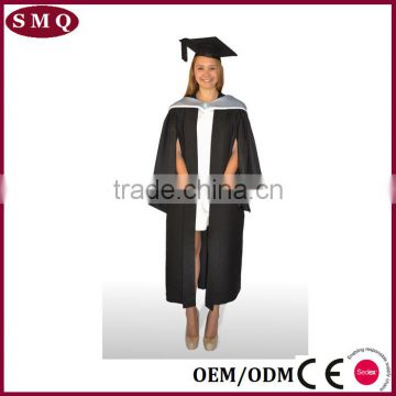 China Factory Custom graduation ceremony dresses black master graduation gown