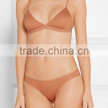 Copper Bamboo Jersey t Shirt Soft Cup Bra and Brief Sleeping Wear Set photo-3