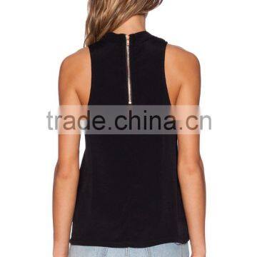 exposed back zipper closure dri fit tank tops wholesale