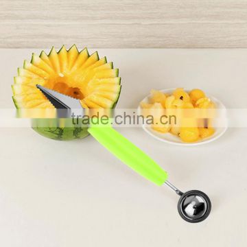 2 in 1 Dual Head Fruit Melon Ice Cream Scoop Spoon Ball Baller Carving Knife