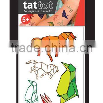 mini Kid Color Temporary Tattoo Origami Animal White temporary tattoo