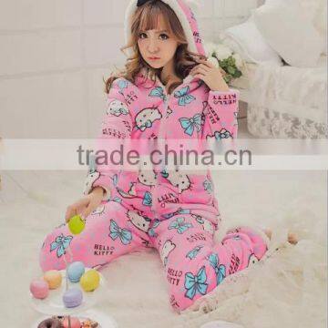Best Selling Cartoon Pattern Printed Women Sleepwear Fleece Winter photo-4