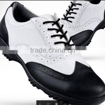 black white anti slip leather golf shoes/yibng cow hide water proof breathable golf shoes/amazing sneakers