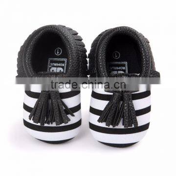 0-18month tassels kids dress shoes black and white striped M7031707