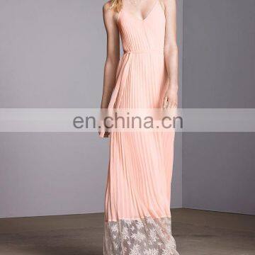 CHEFON Lace inset elegant chiffon evening dresses long women
