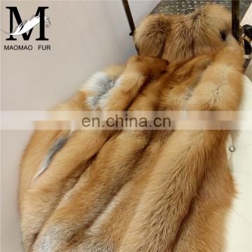 China Factory High Quality Fluffy and Soft Women's Long Real Red Fox Fur Vest Winter New Fox Fur Vest Women