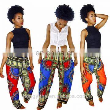 African Pants Dashiki Bohemia Print Loose Trousers Vintage Ankara Pants With Pocket Summer Casual Plus Size Wide Leg Pants