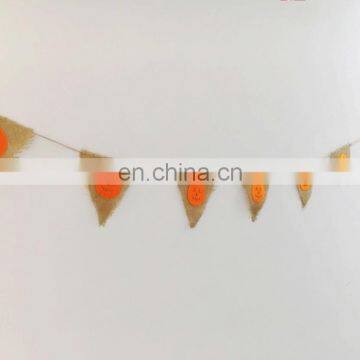 Christmas pumpkin triangle burlap bunting christmas party jute banner