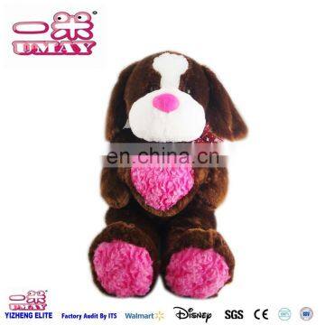 New plush stuffed dog with red heart plush toy 0574