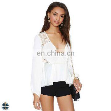 T-B516 Women Plain White Beach Tops 2016 Sexy Fashion Cutting Blouse