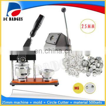 Free shipping 1 "(25 mm) rotating machine +mold+ round knife, manufacturers to sell 500 sets of badge material