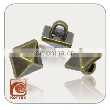 Pyramid Shape ABS Plastic Anti Brass Color Plating Color Shank Button For Garment Coat, Sweater