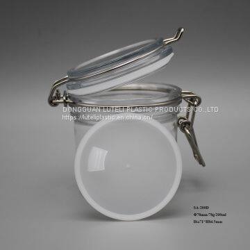 200ml Clear PET Plastic Cosmetic Packaging Pots Jars,200g Round Plastic PET Face Cream Cosmetic Bottle With Metal Clip Lid photo-2