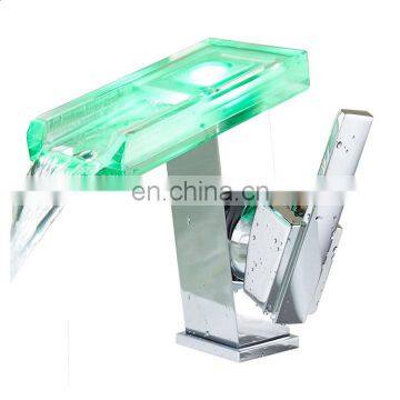 Waterfall Bathroom Basin Sink Mixer Tap LED Color Changing Basin Faucet photo-2