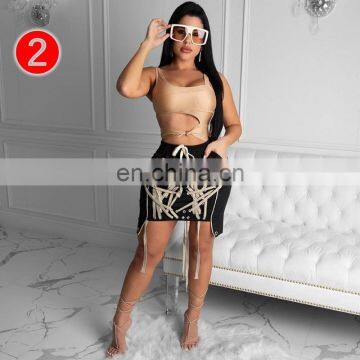 European and American Women's Fashion Casual Personality Temperament Strappy Skirt photo-2