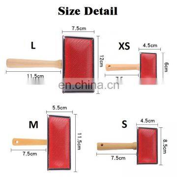 Wooden Bamboo Grooming Hair Remover Pet Slicker Comb Dog Brush For Dog photo-3