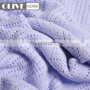 Wholesale Newest Plain Baby Cotton Receiving Blankets Cellular Knitted Soft Baby Blanket for Kids photo-6