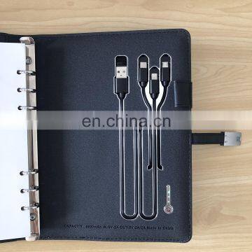 Notebook Business Power Bank Built in Cable PU Powerbank 8000mah