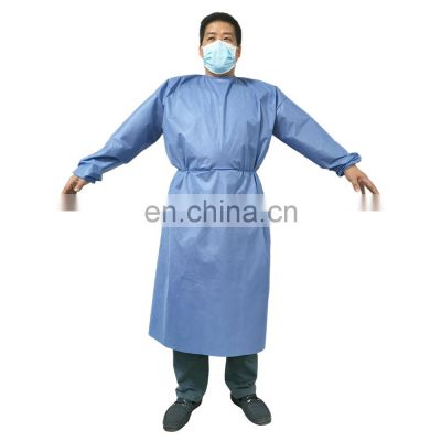 Waterproof Medical Safety Coverall High Protection SMS 35g level 1 Disposable Surgical Blue Long isolation Gown