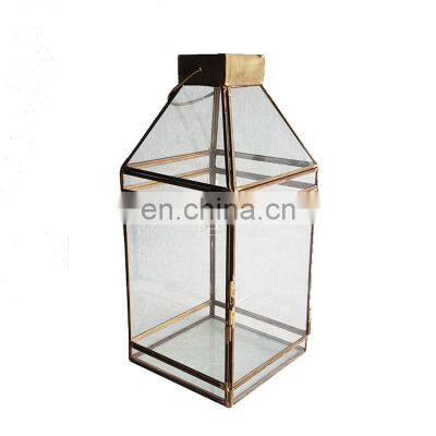 Geometric Clear Glass Candle Holders Lantern For Centerpieces