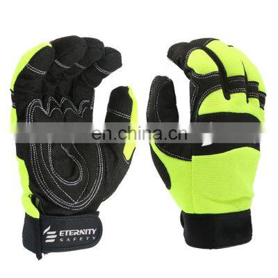 Black mechanic breathable builders construction work gloves en388
