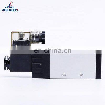 4V Series Electric 5/2 Way Single Coil New Black Body Solenoid Pneumatic Air Control DC12V 24V Automatic Air Valves