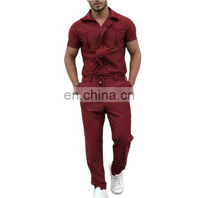 Wholesale customized men's one-piece woven suit zipper access control personality one-piece shirt