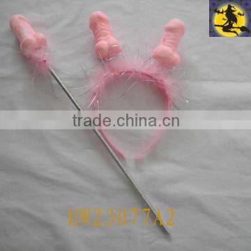 Pink Furry Foam Willy Head Bopper with Wand