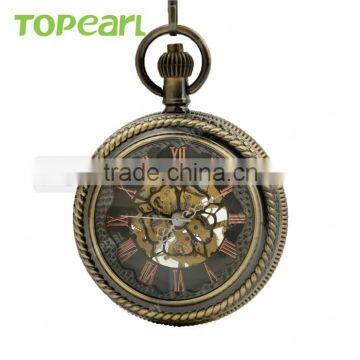 Topearl Jewelry Antique Bronze Pocket Watch Mechanical Pocket Watch LPW259