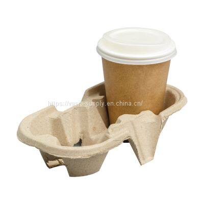 Disposable Cardboard Coffee Holder& Paper Cups 2 Cup Carrier Holder