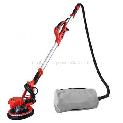 long handle self vacuum telescopic foldable Electric 225mm drywall sander with LED light
