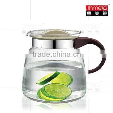 Glass water pot with plastic lid and handle,Eco-friendly and Human-friendly