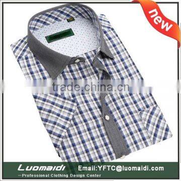 short sleeve plaids men shirt/short sleeve shirt designs for man/cotton plaids shirt hot sales