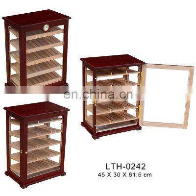 4 Cedar wood Lined removable Trays Display Desktop Cigar Box Cabinet mahogany veneer Cigar acrylic cigar Humidor