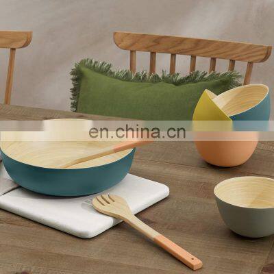 Hot Selling Set Natural Bamboo Wooden Bowl Eco Friendly Handmade Serving Heathy Bowls Wholesale in BUlk photo-3