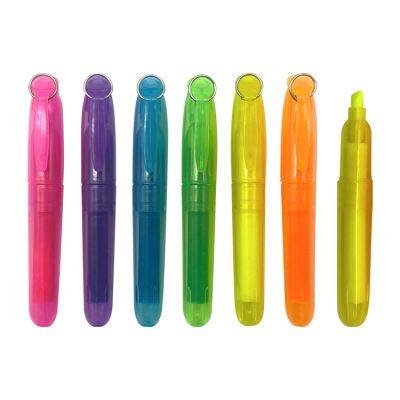 Free sample factory custom cheap cute fluorescent high reflective colored mini highlighter marker pen set for promotional