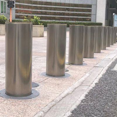 Outdoor Pedestrian Streets Road Safety Barrier Not Hydraulic Bollard Battery Wireless Control Defensive Retractable Bollards